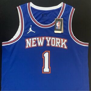 NWT Jordan Obi Toppin New York Knicks #1 Blue Statement Swingman Jersey 52 XL